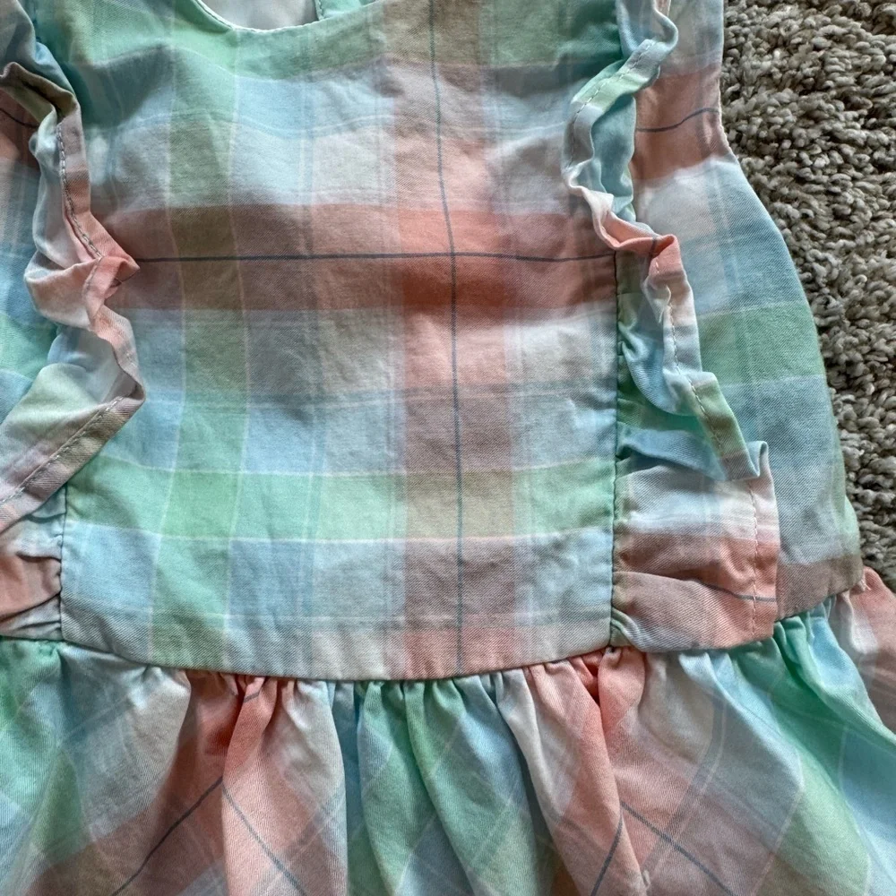Toddler Plaid Flutter Dress Pastel Plaid Sleeveless Plaid Dress Size 24 months